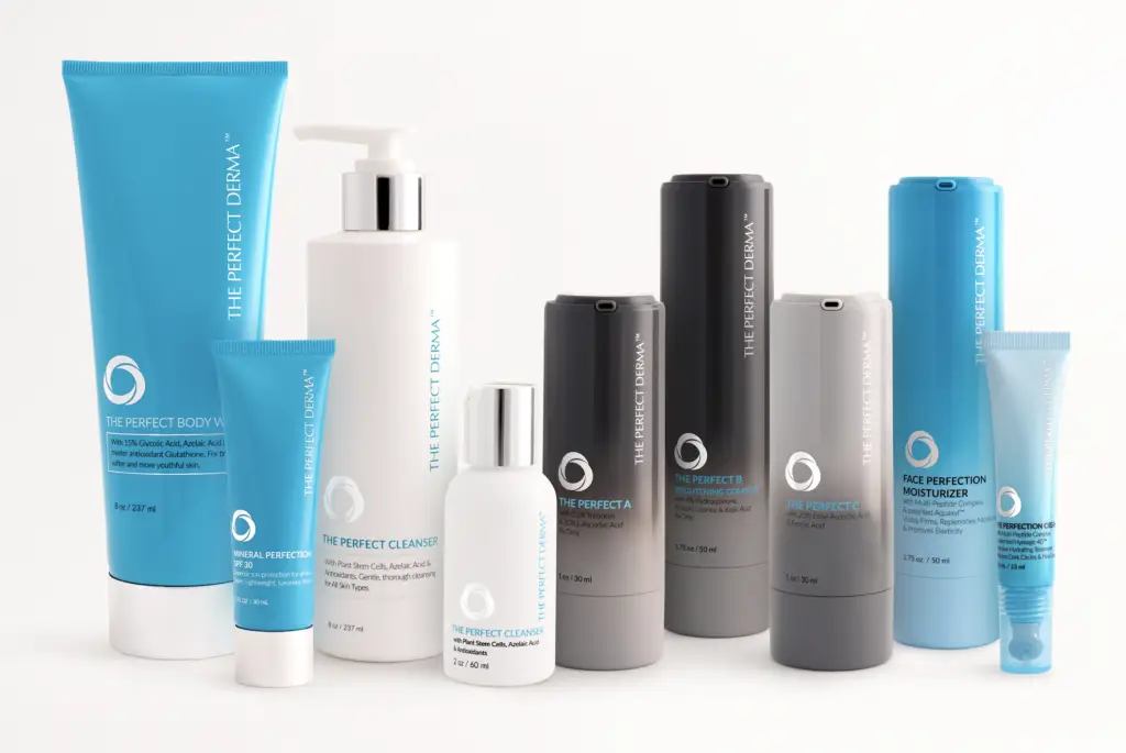 The-perfect-derma-peel-product-line-moisturizer-spf30-cleanser-retinol-brightening-moisturizer-eye-cream