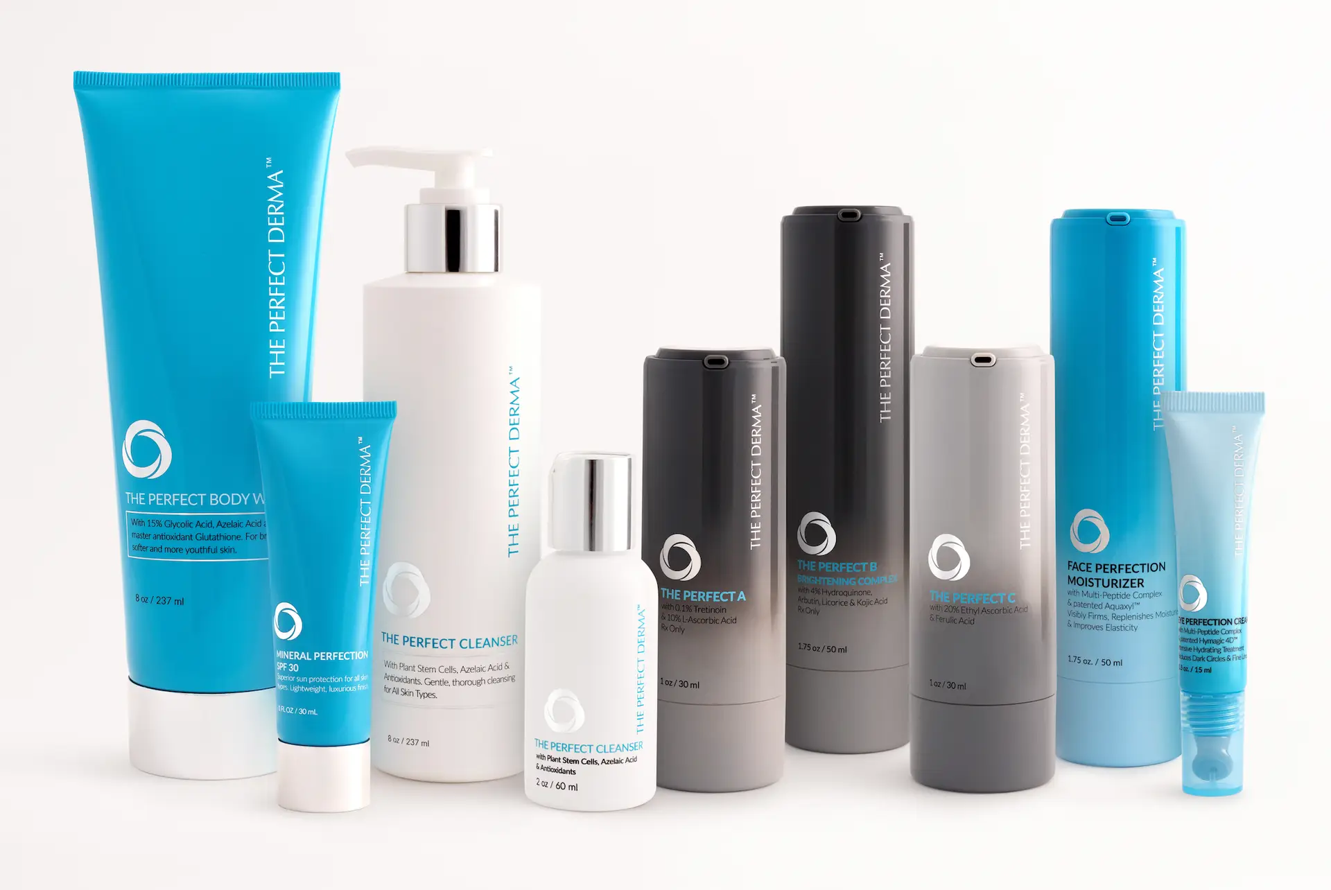 The-perfect-derma-peel-product-line-moisturizer-spf30-cleanser-retinol-brightening-moisturizer-eye-cream