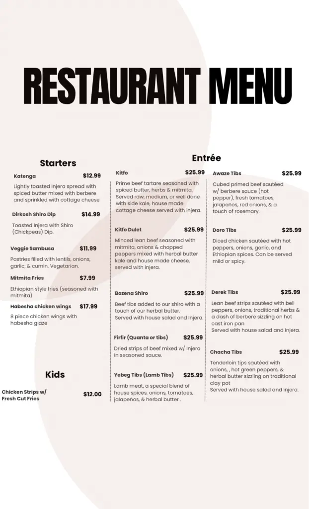 Restaurant Menu – 1
